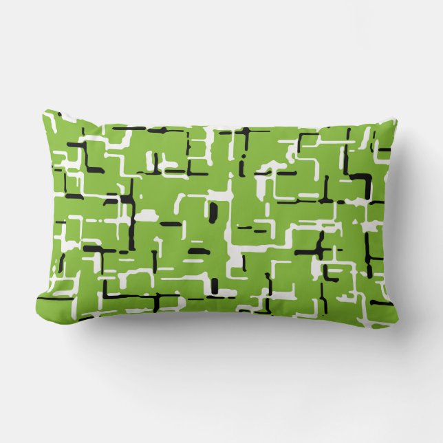 Green Black White Modern Pattern Lumbar Pillow (Front)