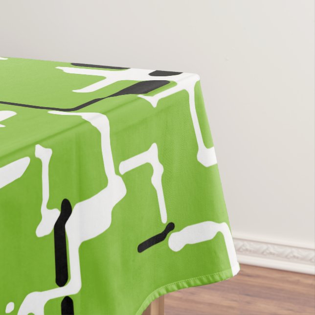 Green Black White Modern Pattern Tablecloth (In Situ)