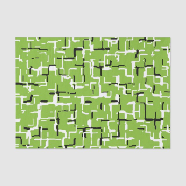Green Black White Modern Pattern Tissue Paper (Front)