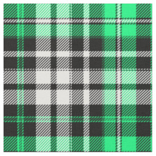 Green Black White Plaid Tartan Pattern Design Fabric