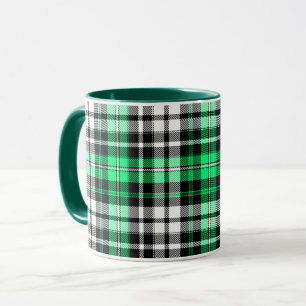 Green Black White Plaid Tartan Pattern Design  Mug