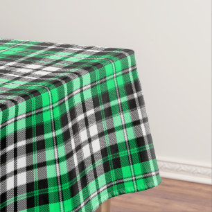 Green Black White Plaid Tartan Pattern Design  Tablecloth