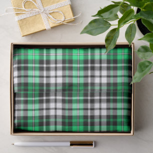 Green Black White Plaid Tartan Pattern Design Tissue Paper