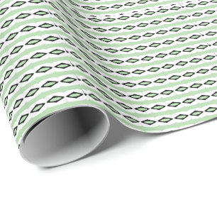 Green Black white Ribbon-like loops Wrapping Paper