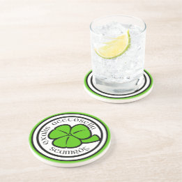 Green Black White Shamrock Saint Patrick's Day  Coaster
