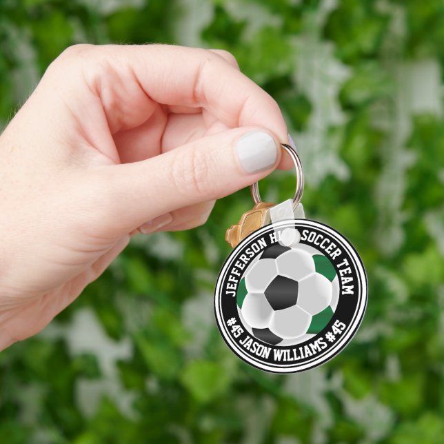 Green, Black & White Soccer ⚽ Keychain (Hand)