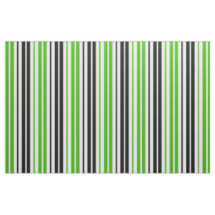 Green Black White Stripes Pattern Design  Fabric