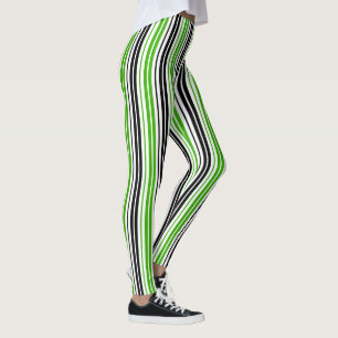 Green Black White Stripes Pattern Design Leggings