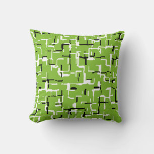 Green Black White Trendy Pattern Throw Pillow