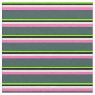 Green, Black, Yellow, Hot Pink & Dark Slate Grey Fabric