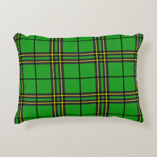 Green Black Yellow Tartan Accent Pillow