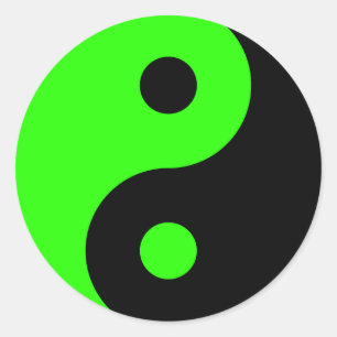 Green & Black Yin Yang Symbol Sticker