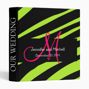Green Black Zebra Print Wedding Planner Binder