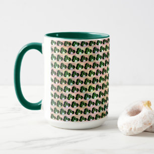 Green Block Art Lawn Bowls Pattern, Coffee Mug