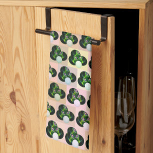 Green Block Art Lawn Bowls Pattern, Dish Towel