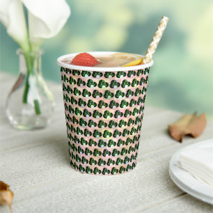 Green Block Art Lawn Bowls Pattern, Party Cups