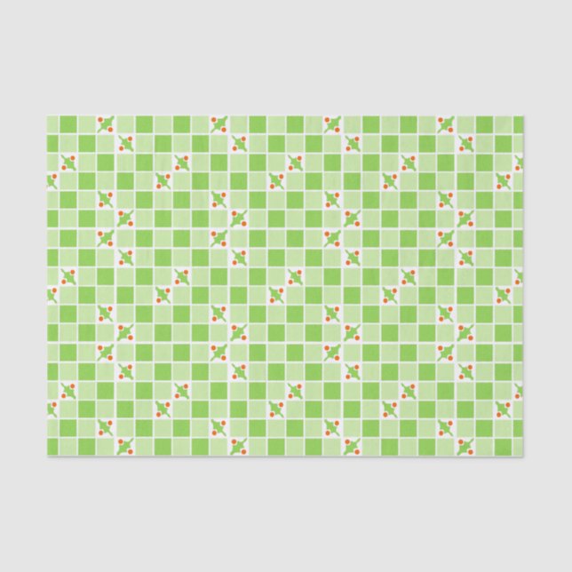 Green Blocks and Holly Tissue Paper (Front)