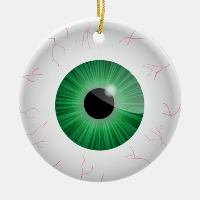 Green Bloodshot Eyeball Ornament (Front)