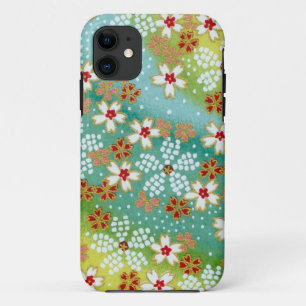 Green Blossoms Japanese Origami Print iPhone 11 Case