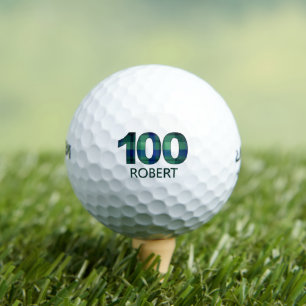 Green Blue 100th birthday - 100 years plaid gift Golf Balls