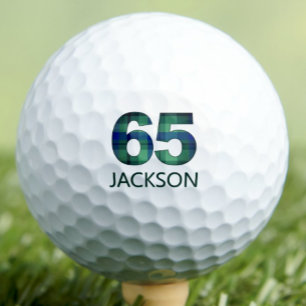 Green Blue 65th birthday for stepdad - 65 plaid Golf Balls