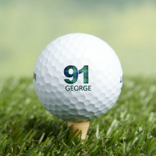 Green Blue 91st birthday - 91 years plaid gift Golf Balls