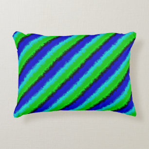 Green Blue abstract 3D rainbow pattern Accent Pillow