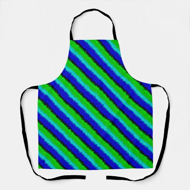 Green Blue abstract 3D rainbow pattern Apron (Front)