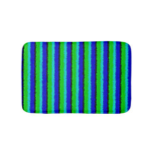 Green Blue abstract 3D rainbow pattern Bath Mat