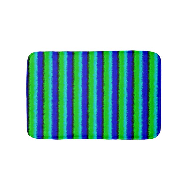 Green Blue abstract 3D rainbow pattern Bath Mat (Front)