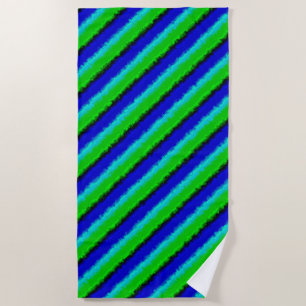 Green Blue abstract 3D rainbow pattern Beach Towel