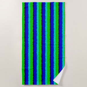 Green Blue abstract 3D rainbow pattern Beach Towel
