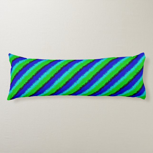 Green Blue abstract 3D rainbow pattern Body Pillow (Front)