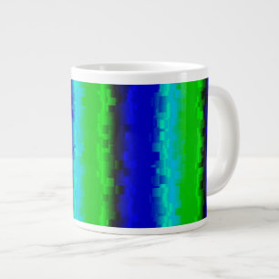 Green Blue abstract 3D rainbow pattern Large Coffee Mug