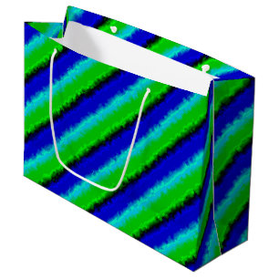 Green Blue abstract 3D rainbow pattern Large Gift Bag