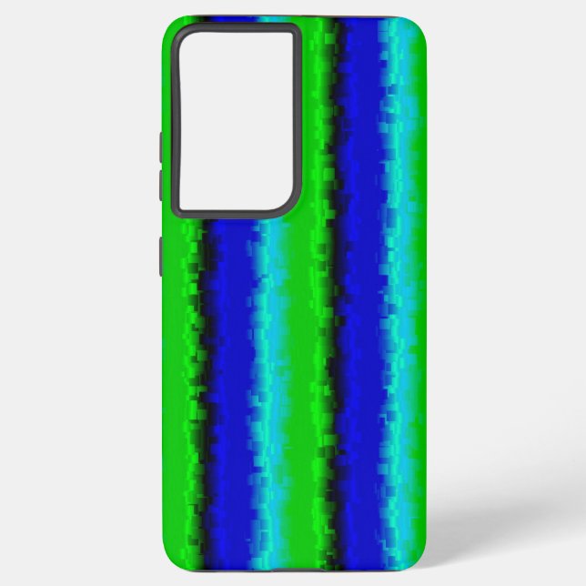 Green Blue abstract 3D rainbow pattern Samsung Galaxy S21 Ultra Case (Back)
