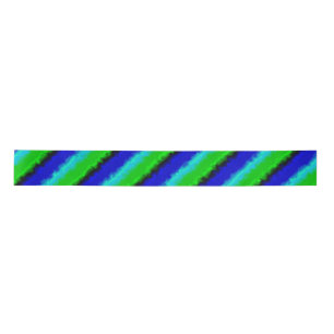 Green Blue abstract 3D rainbow pattern Satin Ribbon