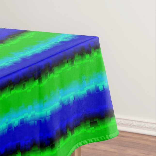 Green Blue abstract 3D rainbow pattern Tablecloth (In Situ)