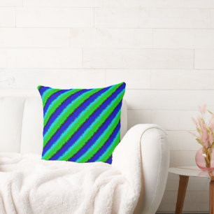 Green Blue abstract 3D rainbow pattern Throw Pillow