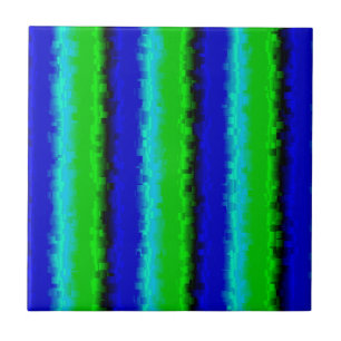Green Blue abstract 3D rainbow pattern Tile