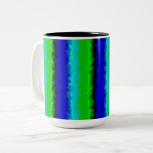 Green Blue abstract 3D rainbow pattern Two-Tone Coffee Mug