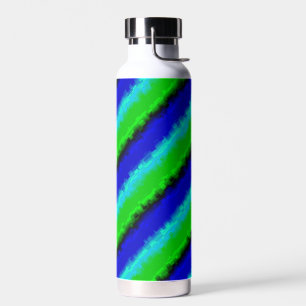 Green Blue abstract 3D rainbow pattern Water Bottle