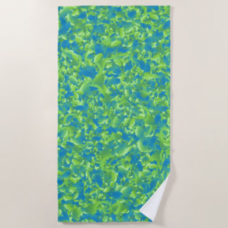 Green Blue Abstract Geometric Pattern Beach Towel