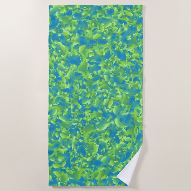 Green Blue Abstract Geometric Pattern Beach Towel (Front)