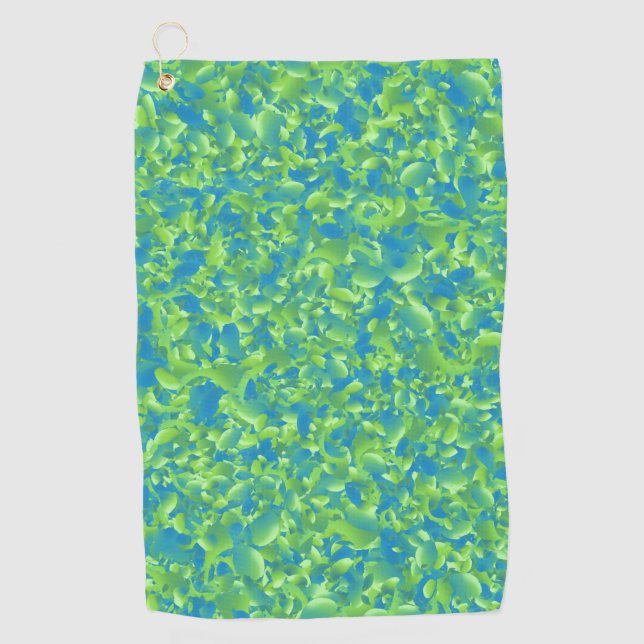 Green Blue Abstract Geometric Pattern Golf Towel (Front)