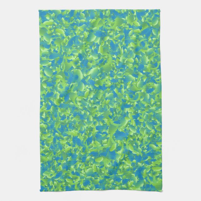 Green Blue Abstract Geometric Pattern Kitchen Towel (Vertical)
