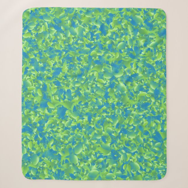 Green Blue Abstract Geometric Pattern Medium Sherpa Blanket (Front)