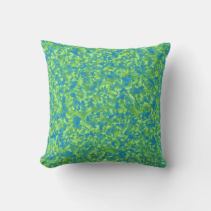 Green Blue Abstract Geometric Pattern Throw Pillow