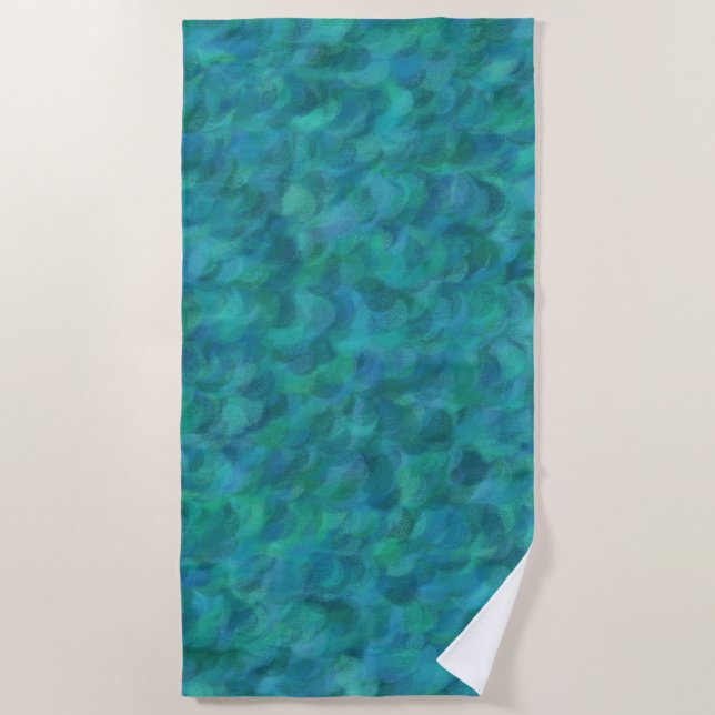 Green Blue Abstract Seamless Pattern Beach Towel (Front)