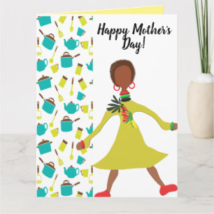 Green & Blue African American Mother's Day Card